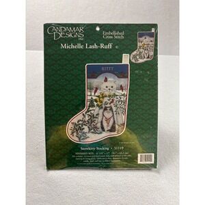 VTG 1999 Candamar Designs Snowkitty Stocking Cross Stitch Kit 51119 Cat